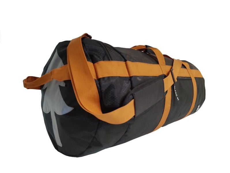 60L Black and Orange Holdall / Duffle Bag OLPRO - view showing handle and orange straps