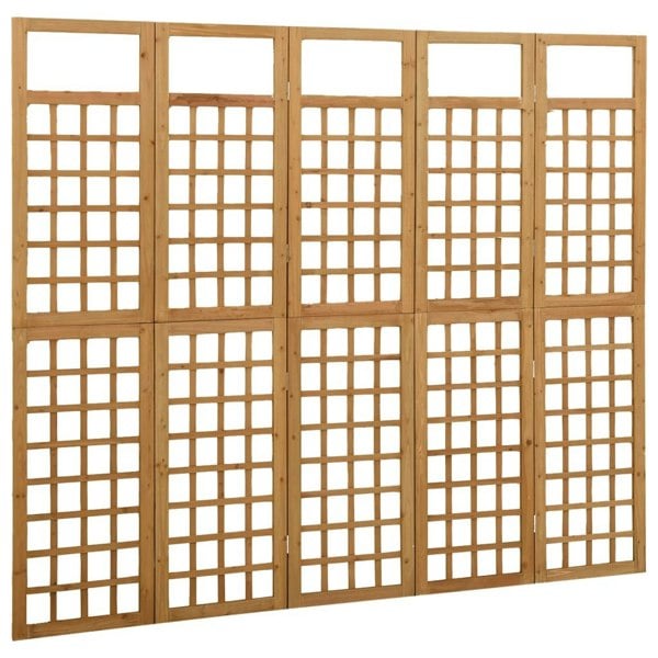 Berkfield 5-Panel Room Divider/Trellis Solid Fir Wood 201.5x180 cm