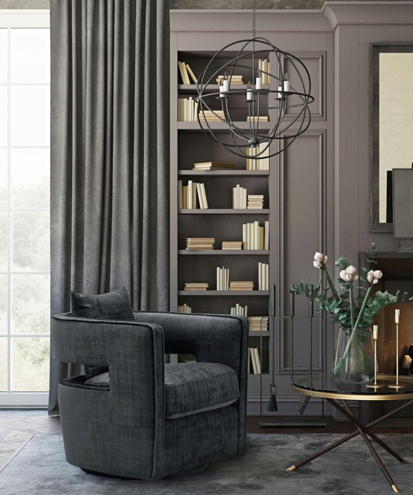 Furniture Edit Kennedy Black Swivel Accent Ocassional Chair