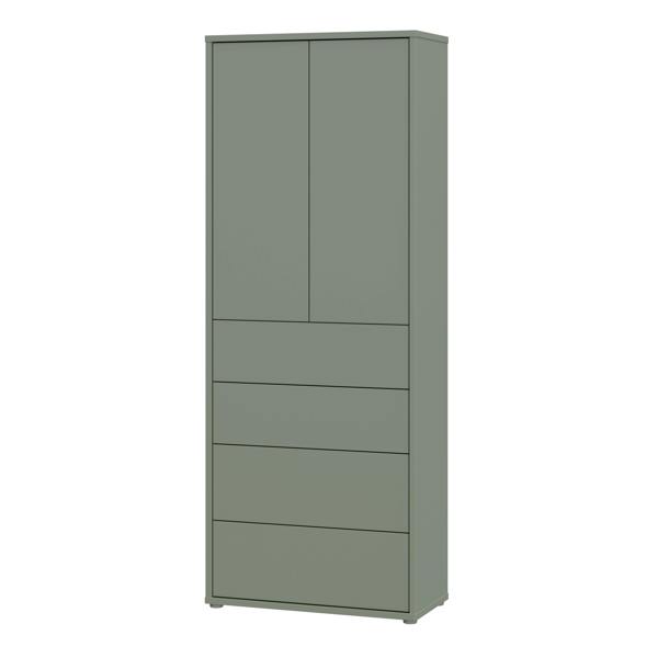 Furniture To Go Alice Springs Tall Storage Cabinet with Push-to-Open Doors & 4 Drawers in Sage Green