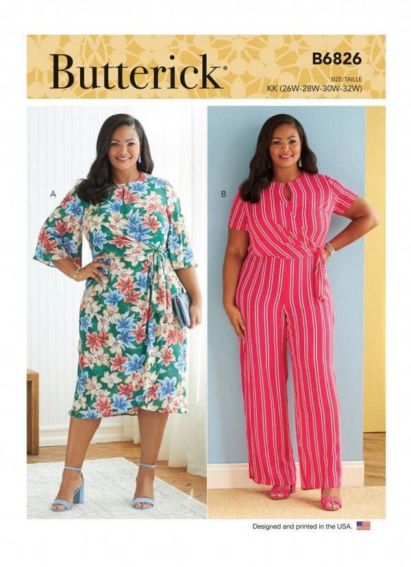 Butterick Sewing Pattern 6826, Dresses, Jumpsuits for Women, KK (26W-28W-30W-32W) - Easy