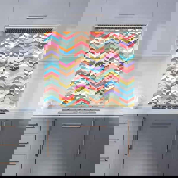 Warren Reed - Designer Geometric Multi Colored Chevron Pattern Kitchen Splashback