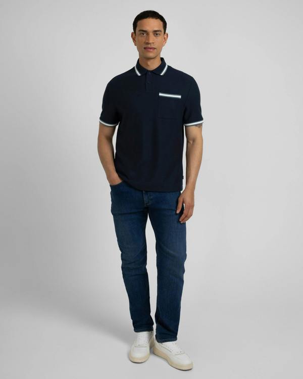 Steel & Jelly Tolworth - Textured Polo Shirt With Contrast Rib