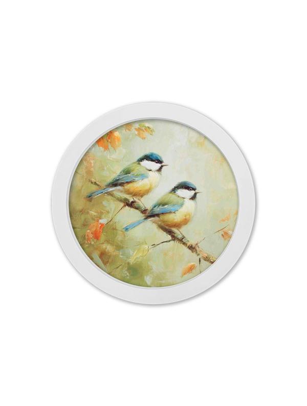 Exceptional Art Garden Birds - 30cm White Round Box Frame