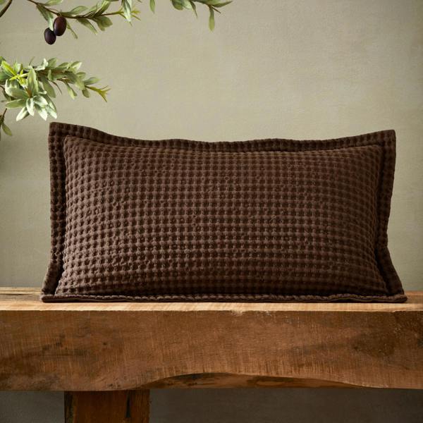 Pineapple Elephant Jaipur Chunky Waffle Cotton Cushion Chocolate
