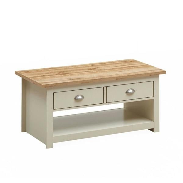 Timber Art Design Lisbon Living Room 2 Drawer Coffee Table Cream Storage Furniture