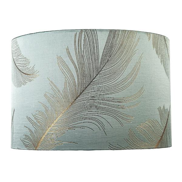 Dusty Duck Egg Cotton Jacquard Lamp Shade with Gold Foil Fern Design Image 4