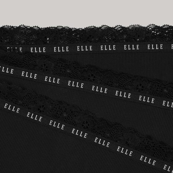 ELLE Multi Pack (3) Synthetic Rib Thongs in Black
