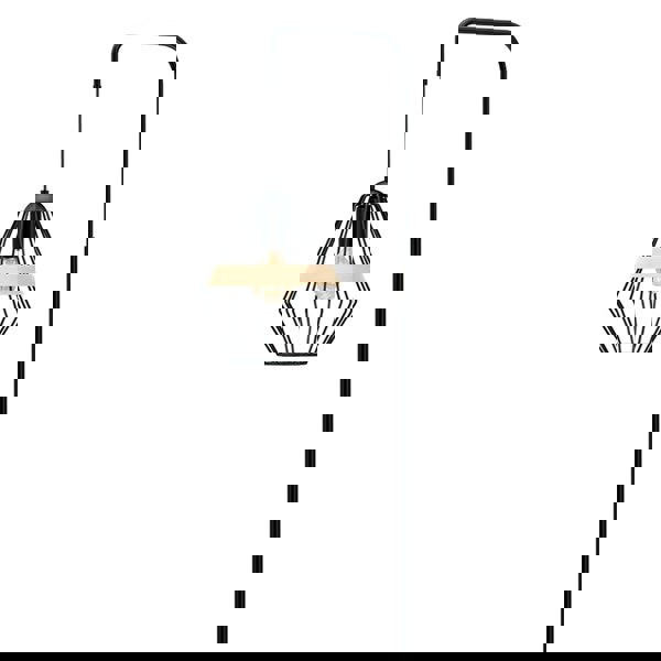 Milagro Cliff Black Floor Lamp Hand Made Matt Black Cage Style Lamp With Natural Wood Detail