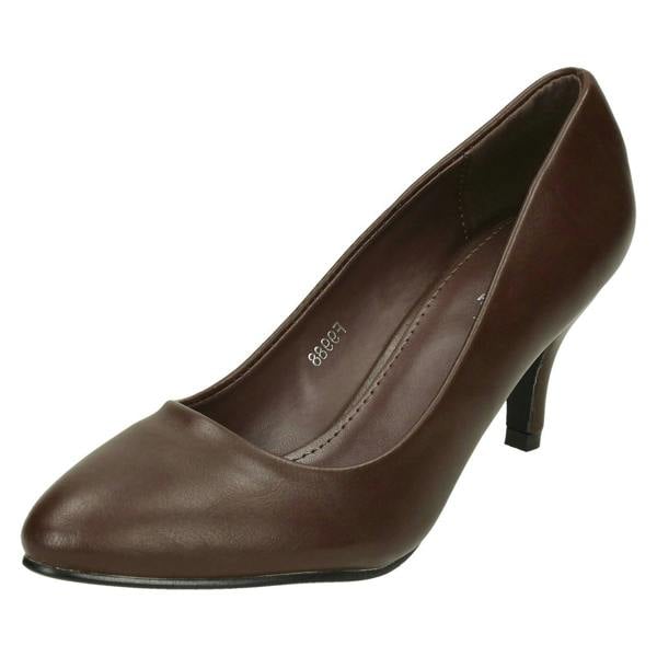 Spot On Ladies Spot On Mid Heel Pointed Toe Court Shoes