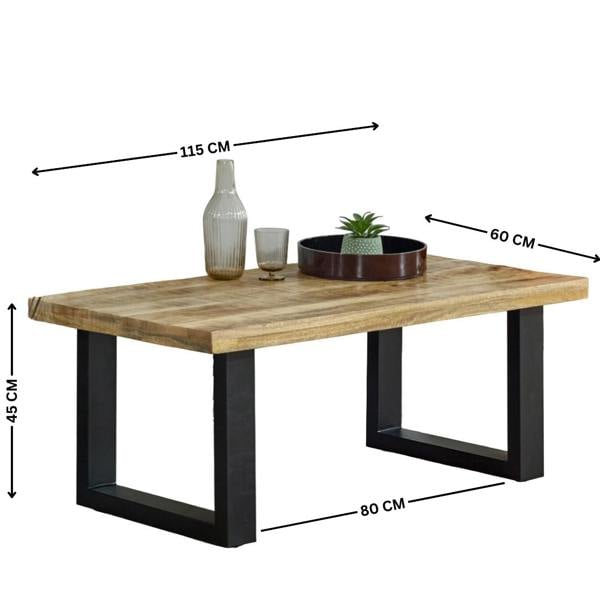 Wyld Haus London Natural Mango Wood Coffee Table with 1 Top and Metal Legs
