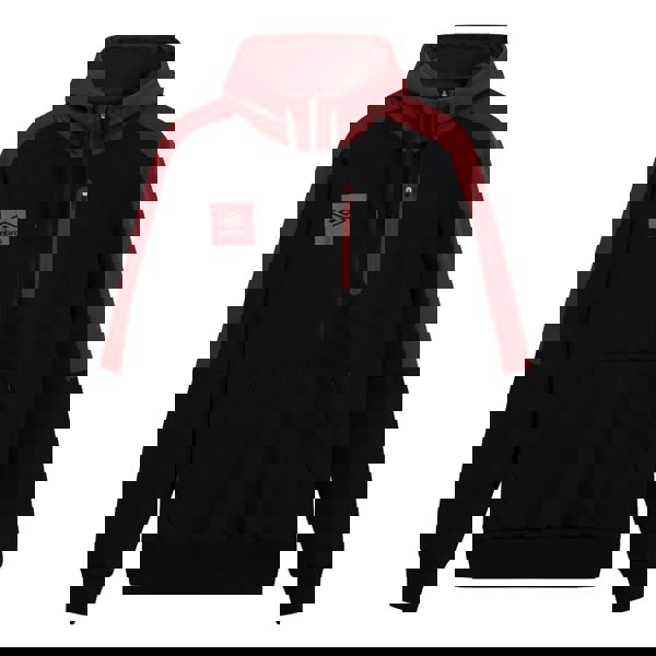 Umbro Mens Terrace Half Zip Hoodie - Black/Tibetan Red