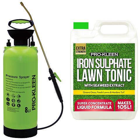 ProKleen Pro-Kleen 8L Pump Sprayer with Pro-Kleen Liquid Iron Sulphate 5L Grass Greener & Turf Hardener