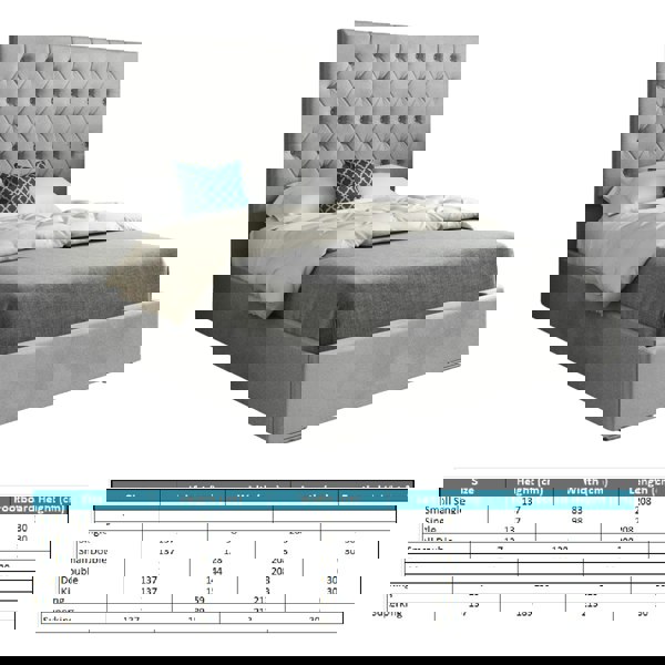 Casa Magna Alma Upholstered Soft Velvet Bed Frame - Grey