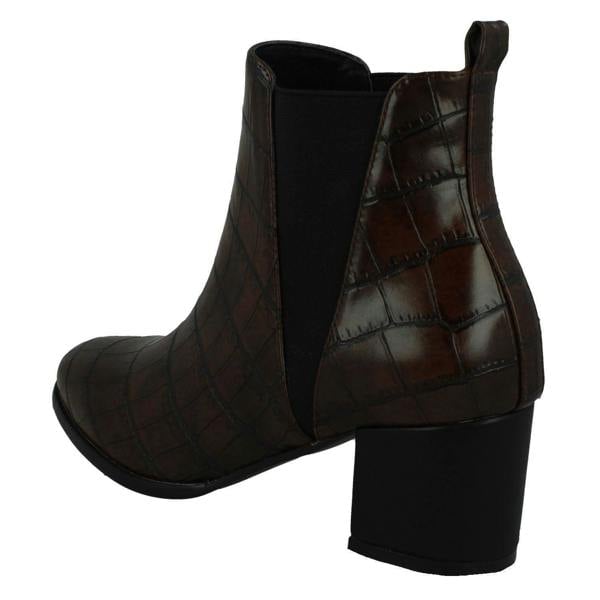 Spot On Ladies Spot On Mid Chunky Heel Ankle Boots F51090