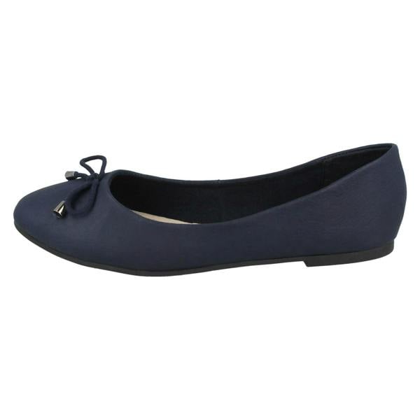 Leather Collection Ladies Leather Collection Bow Trim Vamp Ballerinas