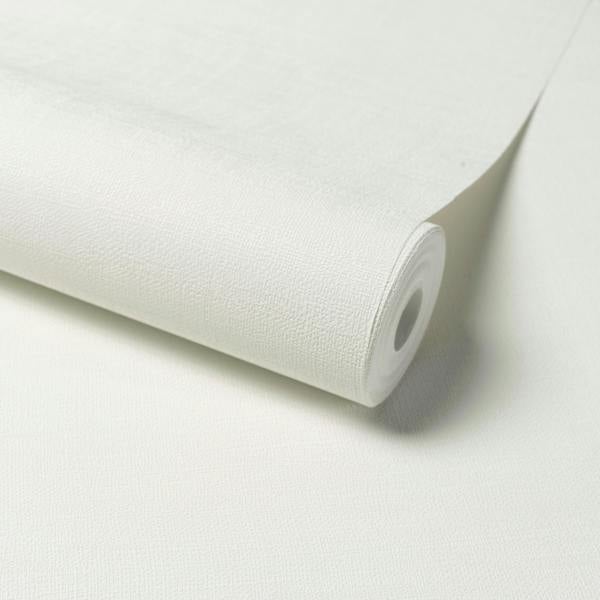 Grandeco Linen Effect Fabric Plain Textured Wallpaper, White