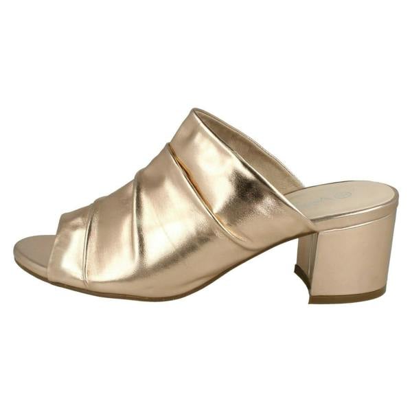 Anne Michelle Ladies Anne Michelle Mid Heel Rouched Vamp Mules