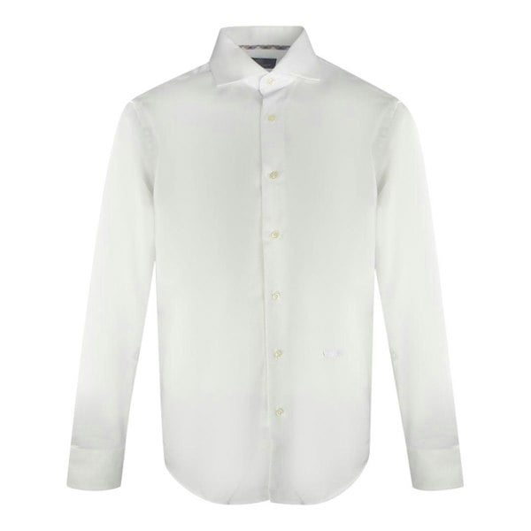 Aquascutum Mens Plain Logo Long-Sleeved Shirt - White