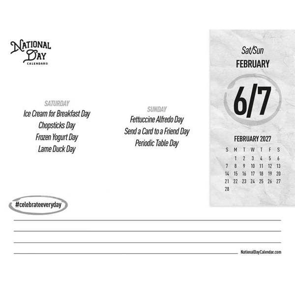 National Day Calendar 2027, Desk Calendars, Day To View, History & Literature, Gift