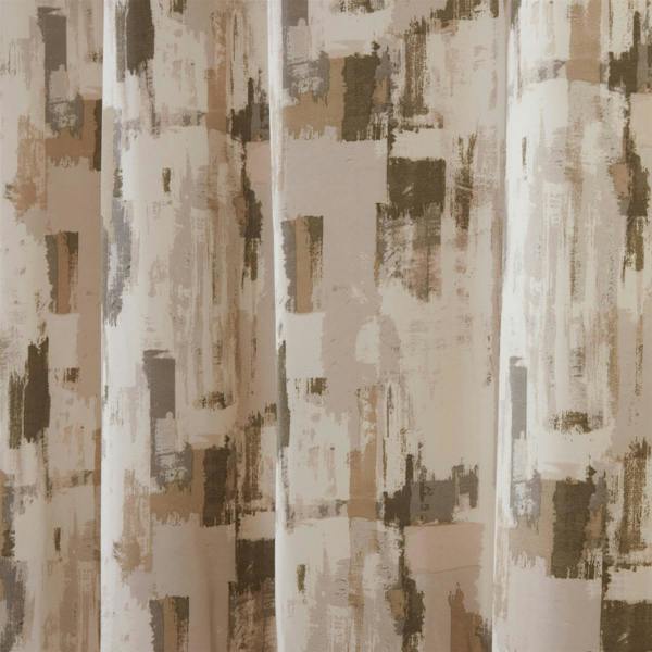 Sundour Bamford Ready Made Floral Eyelet Curtains Putty