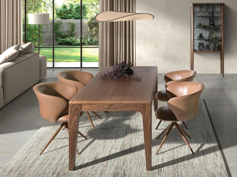 Angel Cerdá Rectangular extendable dining table in walnut 1190