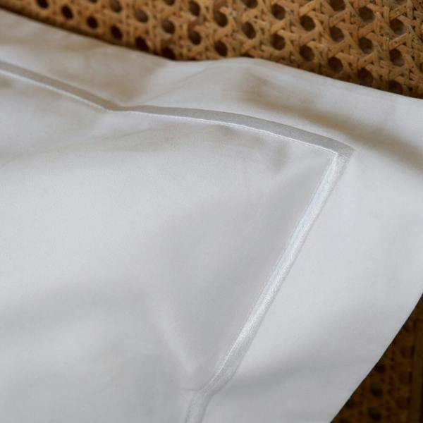 White 300 Thread Count Easycare Cotton With Tencel Bundle Standard Pillowcase - linen, close-up detail 2 | Soak and Sleep