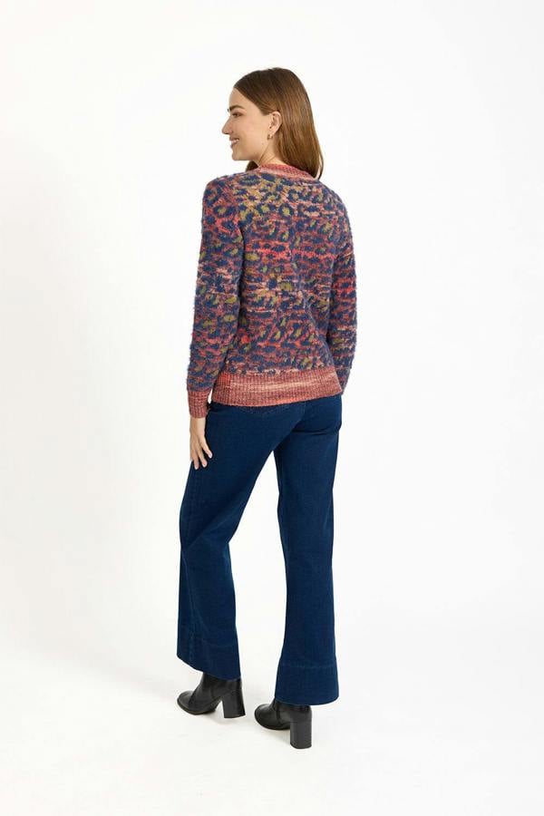 Fluffy Leopard Print Knit Cardigan