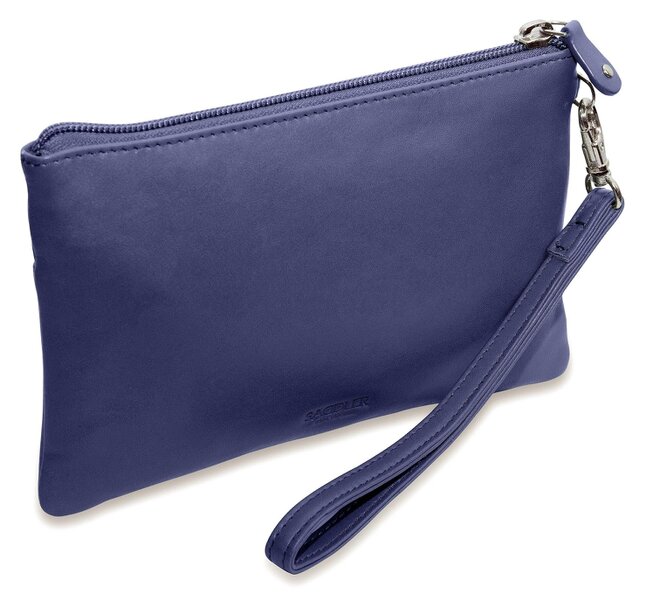 SADDLER SCARLETT Leather Zip Top Mini Clutch - Phone Holder with Detachable Wrist Strap - RFID Protected