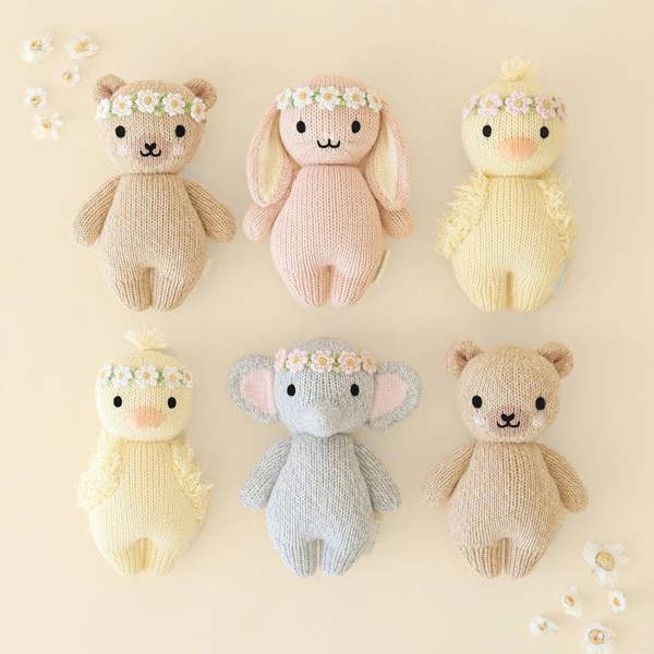 cuddle+kind - Baby Animal Collection - Honey Bear - Floral Crown - Ivory