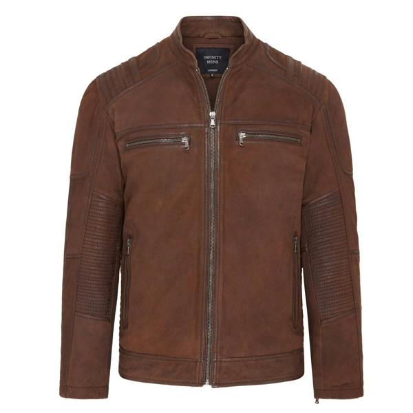 Infinity Leather Mens Buff Leather Cafe Racer Biker Jacket - Jinan