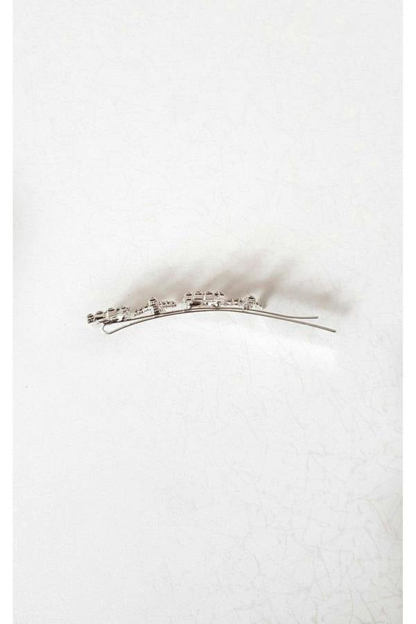 Lia Slogan Diamante Detail Hair Clip - Silver