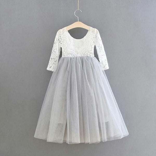 Rear detailing of a Bohemian Classic Long Sleeve Dress in silver