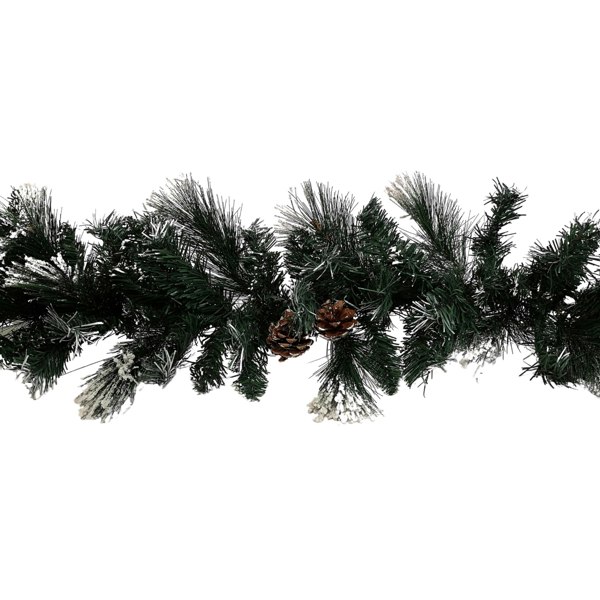 Samuel Alexander 2.7m Snow Flocked Christmas Garland with Pine Cones and Mixed Needles