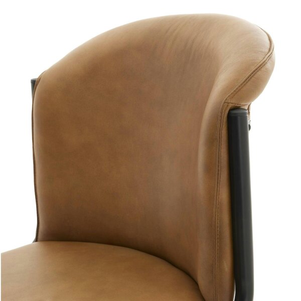 Wyld Haus Germain Arched Tan Brown Upholstered Leather Dining Chair