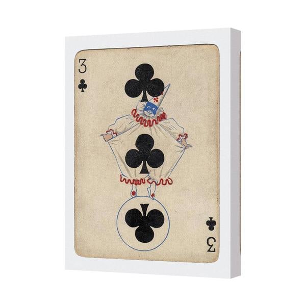 Benjamin Tate Design Contemporary Playing Card Canvas Art Print 3 of Clubs Clown Design