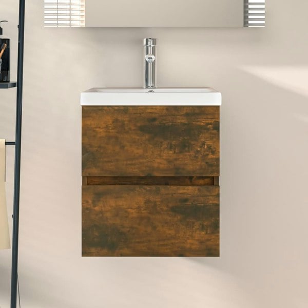 Berkfield Sink Cabinet Smoked Oak 41x38.5x45 cm Engineered Wood