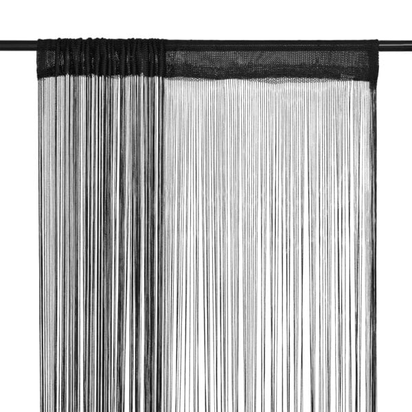 Berkfield String Curtains 2 pcs 100x250 cm Black
