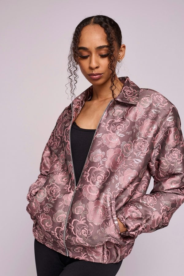 Isha's Timeless collection Dusky Silvery Flora Bomber Jacket