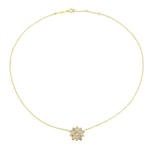 BLOOMTINE Eternal Bloom 14K Gold Diamond Flower Choker / Necklace