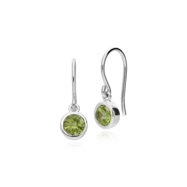 253E150303925 Essential Round Peridot Bezel Set Drop Earrings in 925 Sterling Silver 1