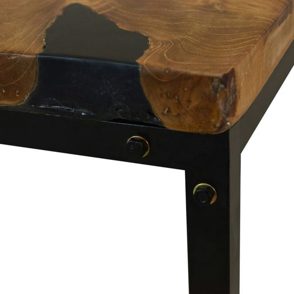 Berkfield Coffee Table Teak Resin 60x60x40 cm Black and Brown