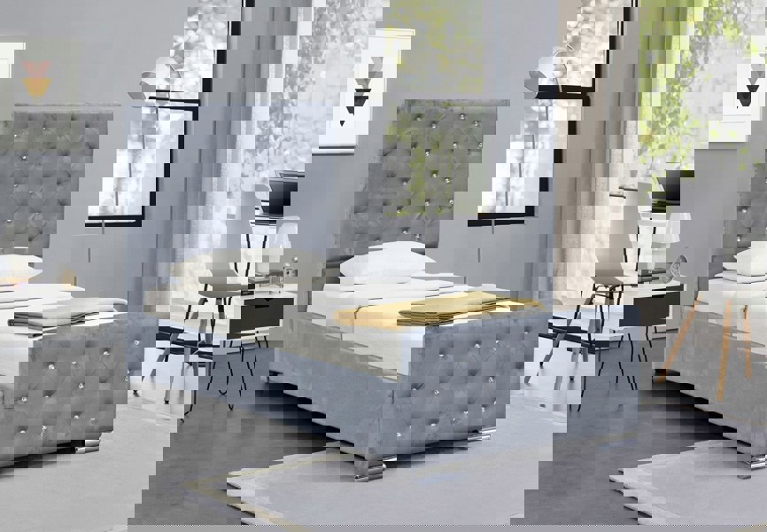 Comfy Living Palma Crushed Velvet Sleigh Bed Frame