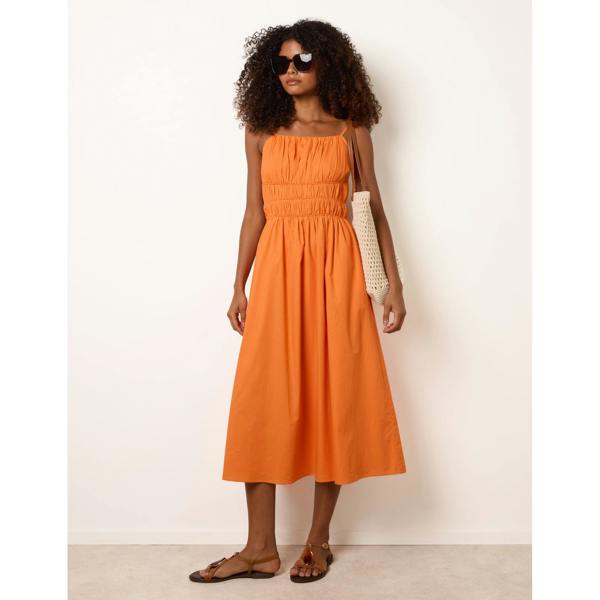 Blue Vanilla Ruched Binding Strappy Midi Dress
