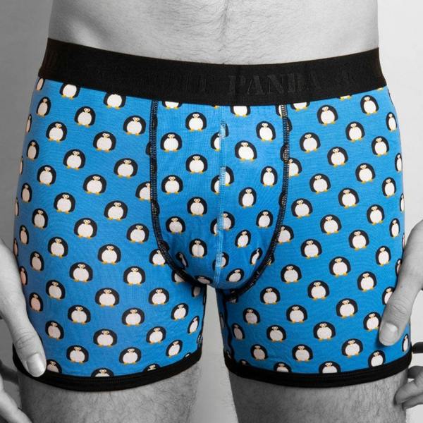SWOLE PANDA Penguins Bamboo Boxer Brief, Blue/black