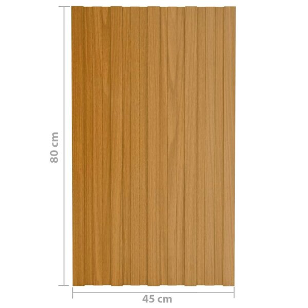Berkfield Roof Panels 12 pcs Galvanised Steel Light Wood 80x45 cm