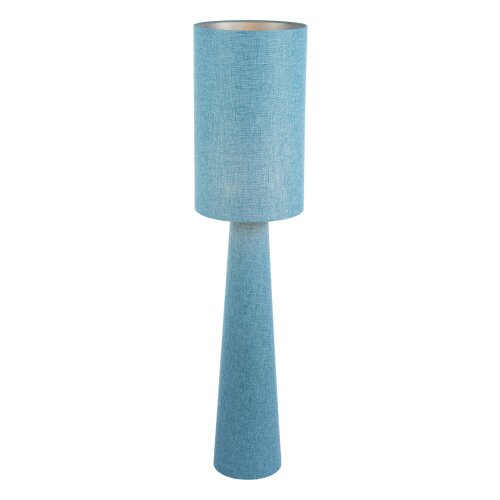 Happy Homewares Modern Blue Nova Linen Fabric Floor Lamp with Drum Shade and Base