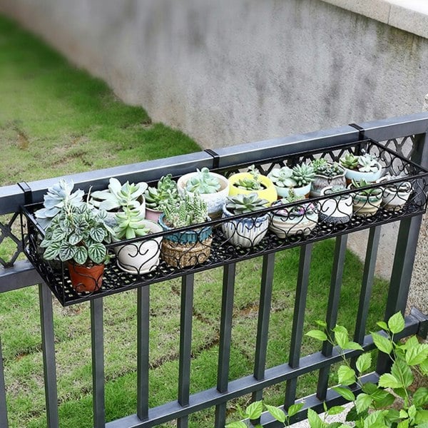 Living and Home 60CM Hanging Railing Planter Flower Pot Holder with 2 Hooks