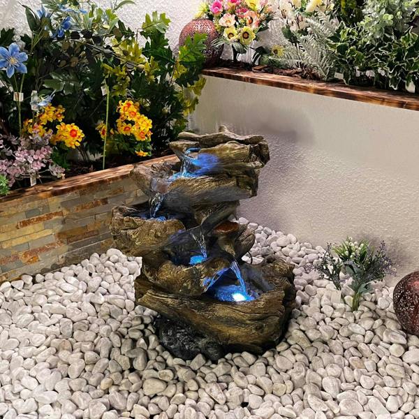 Tranquillity Water Features 5 Tier Wood Cascade Woodland Water Feature