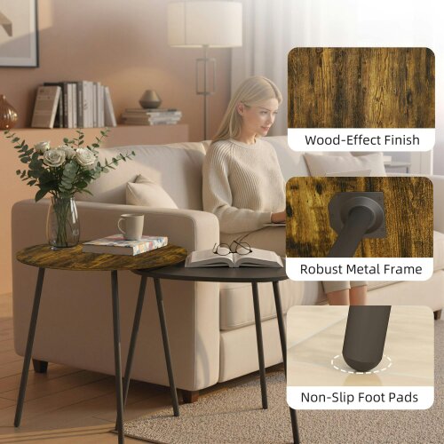 Wyld Haus Nosaha Wooden Rustic Brown Set Of 2 Nesting Side Tables